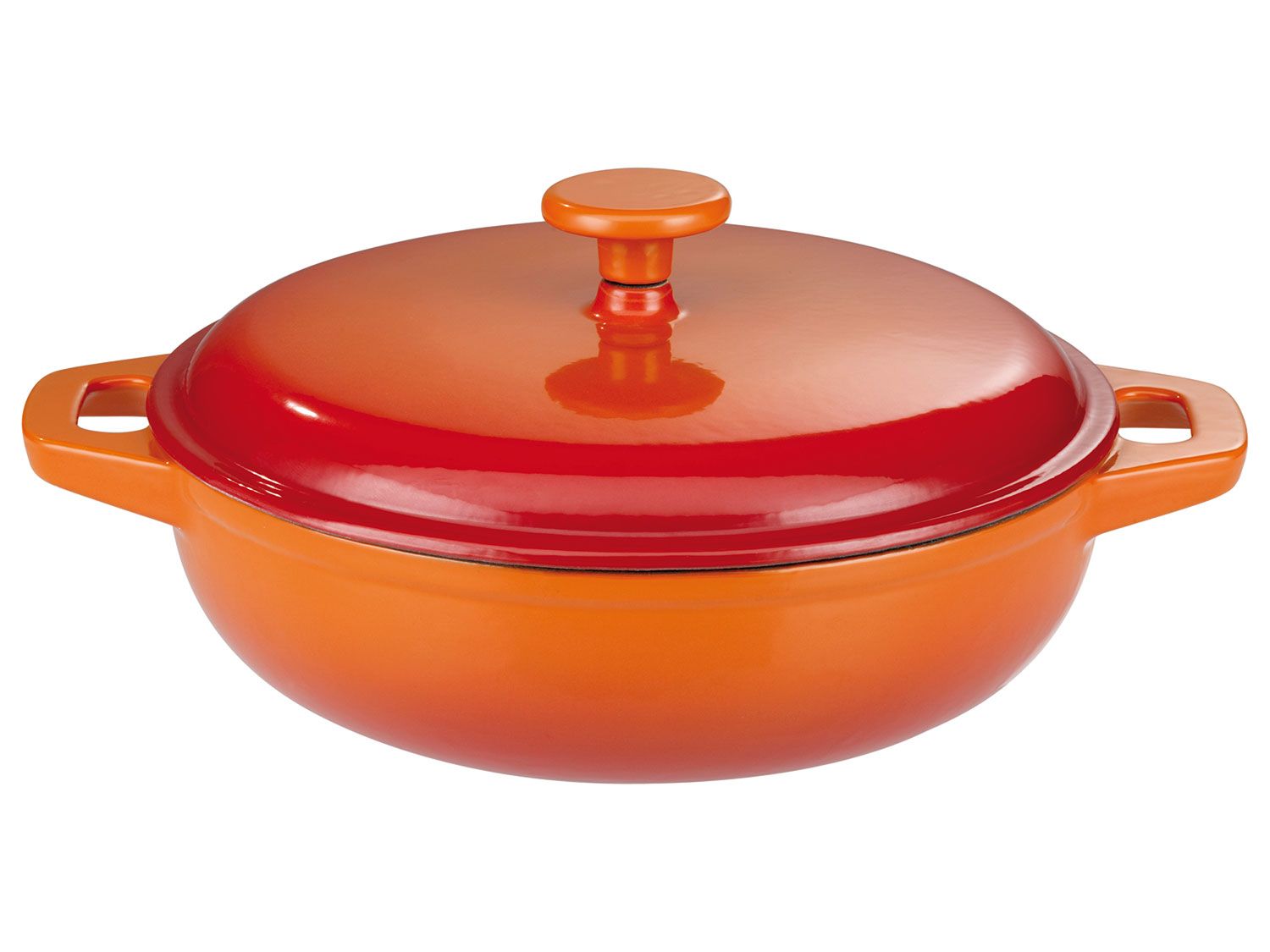 GSW Garnek żeliwny, 4,5 l / Brytfanna, 7 l / Brytfanna 2w1, 5,4 l / Naczynie do tagine, 2 l (Garnek do duszenia, Pomarańczowy, 30 cm / 4,5 l)