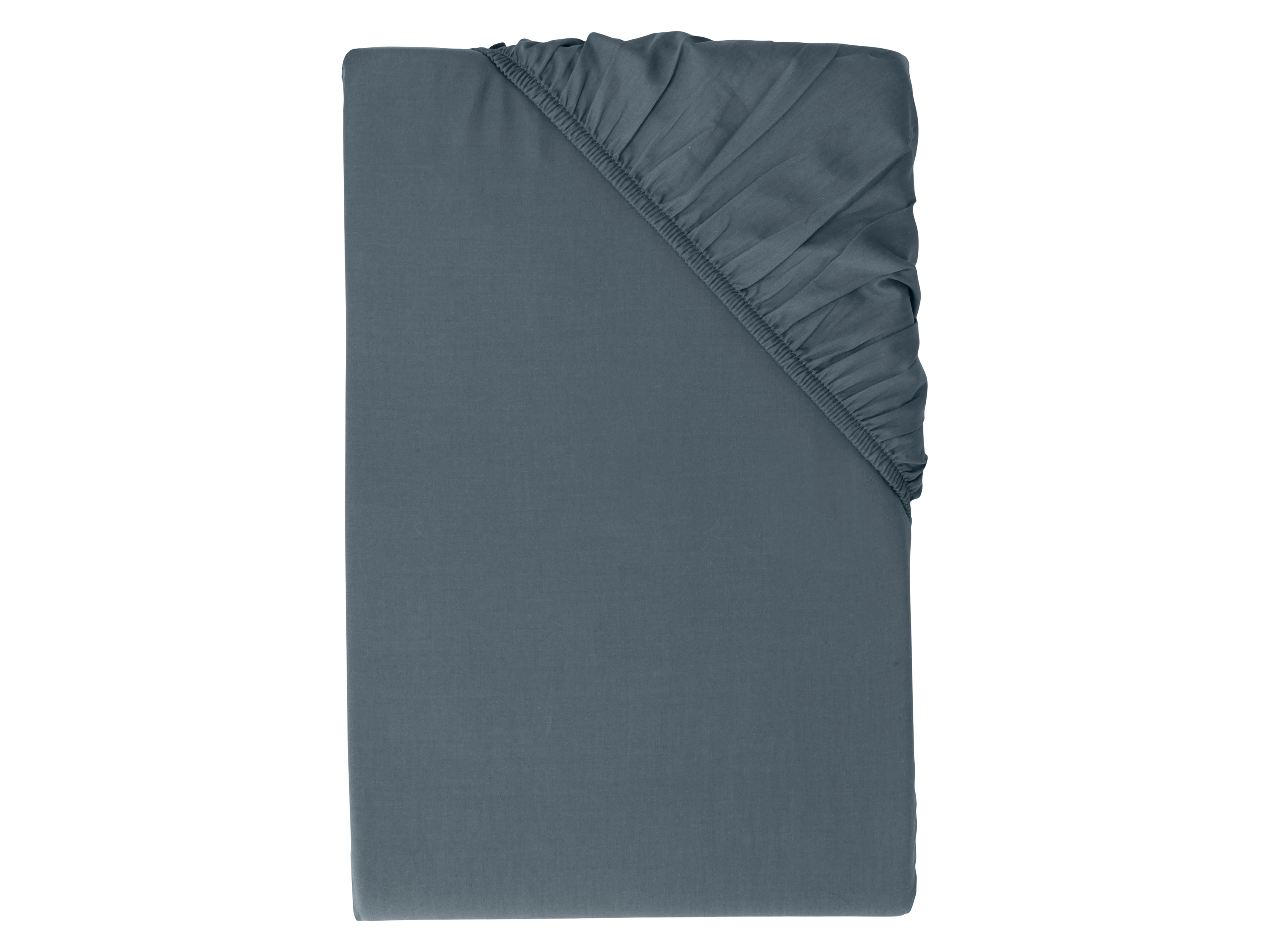 LIVARNO® Luksusowe prześcieradło satynowe z bawełny i wiskozy bambusowej z gumką, 90-100 x 200 cm (Ciemnoniebieski)