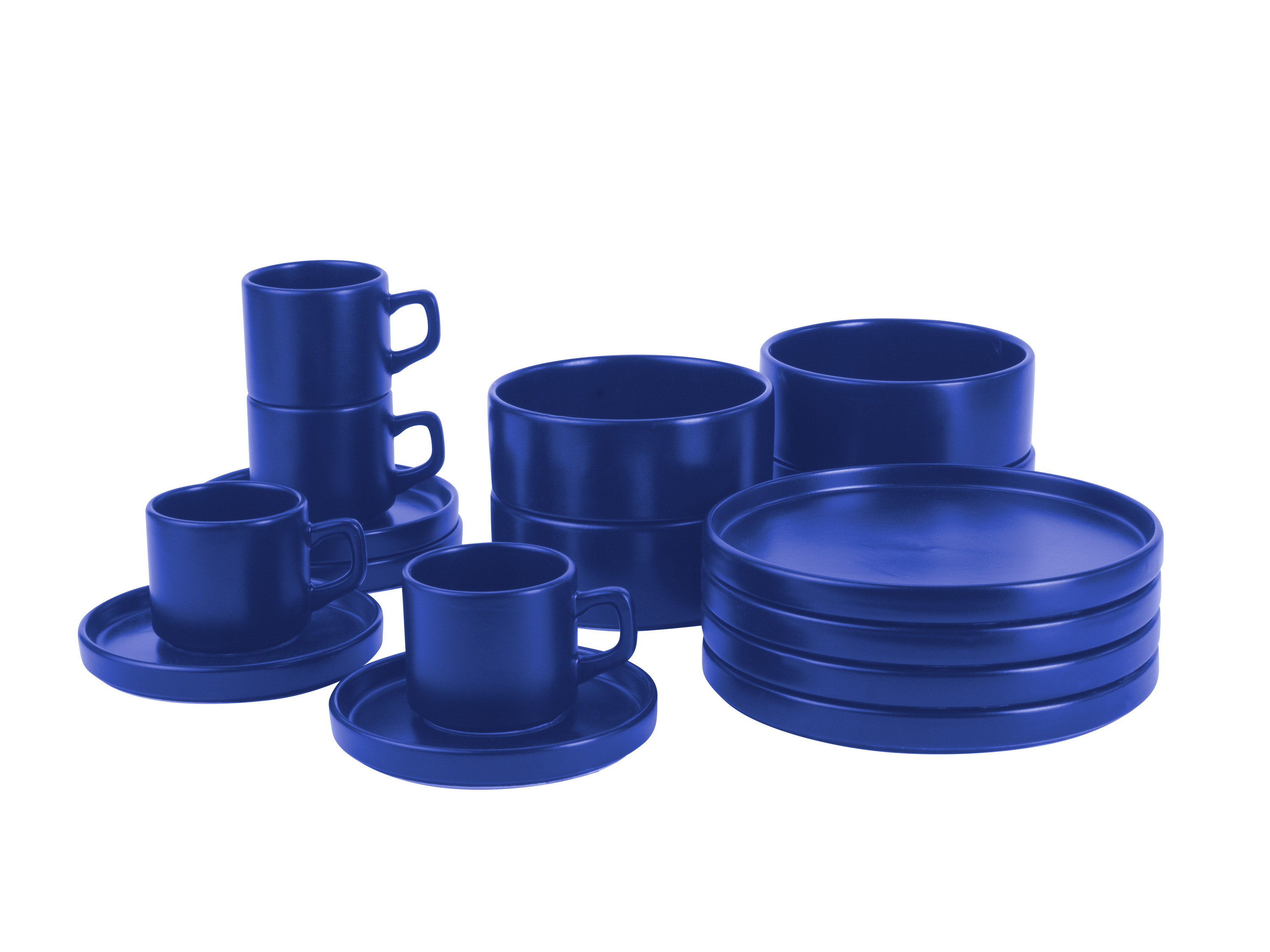 MÖVENPICK Zestaw naczyń skandynawskich, z ceramiki porowatej, 16 elementów (Niebieski)
