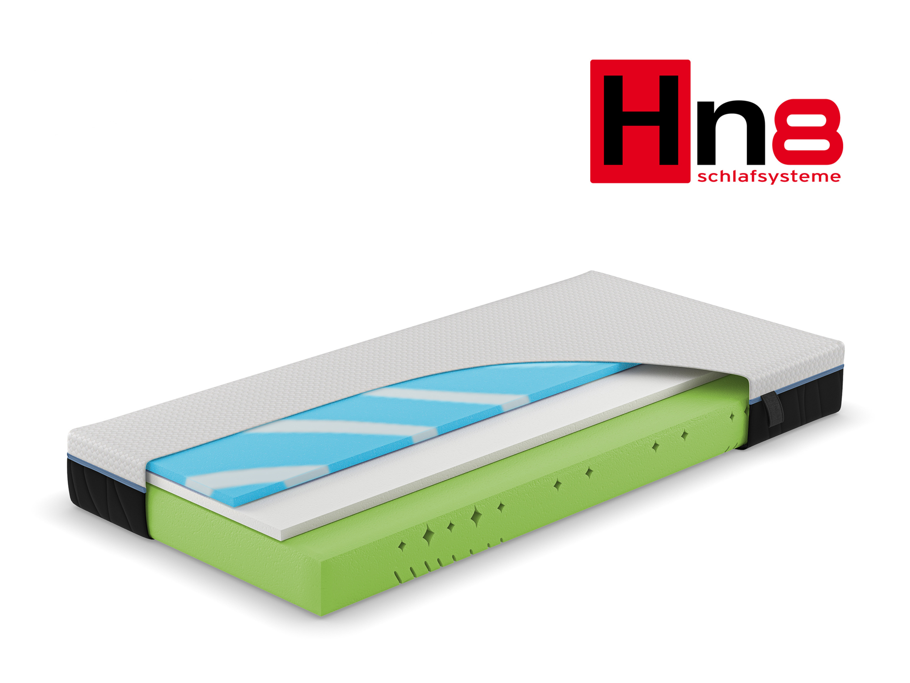 Materac Hn8 Schlafsysteme 7-strefowy z pianki wysokoelastycznej z wkładem Viscotopper Schlafschön VS (H3, 120 x 200)