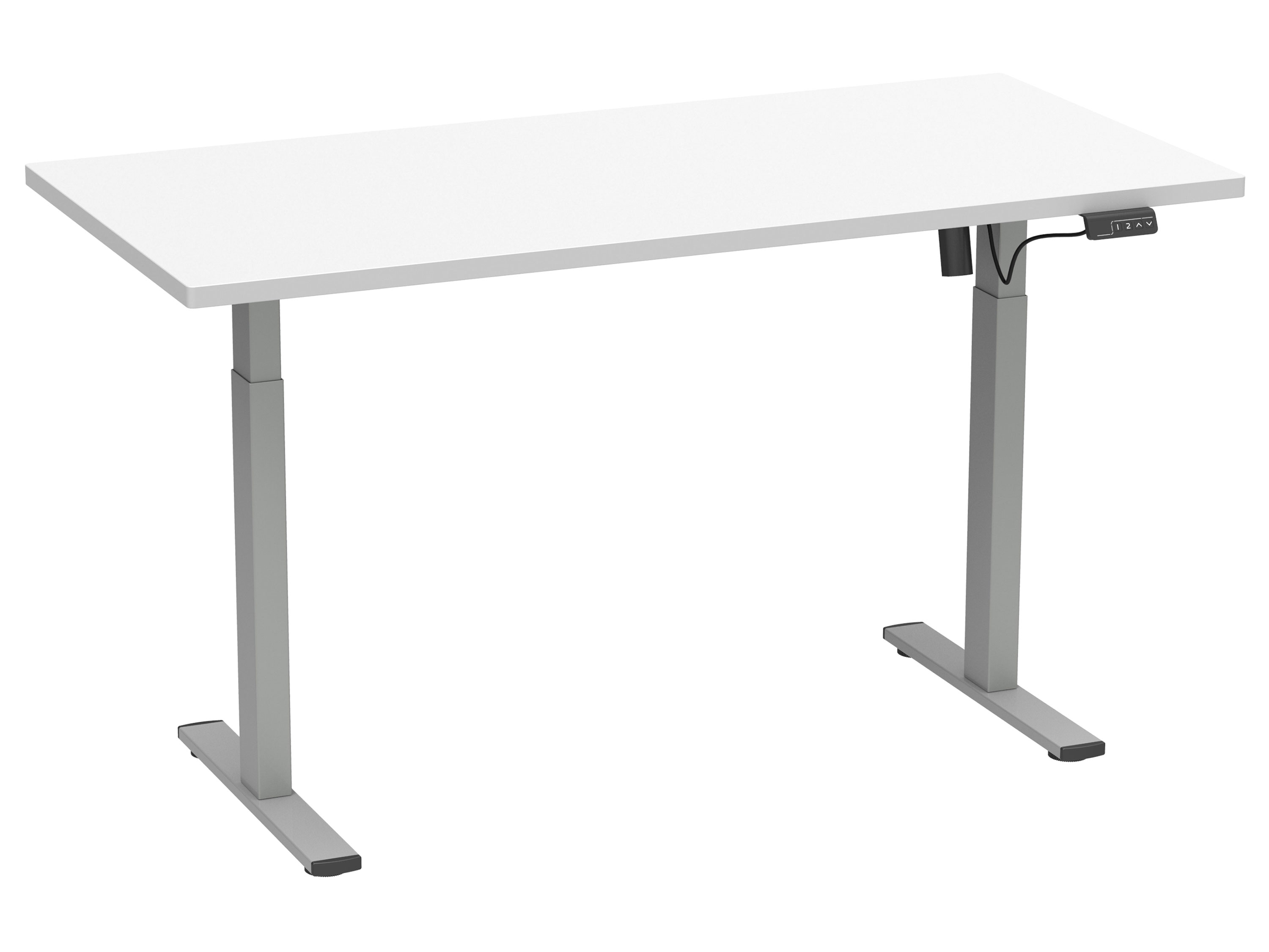 VCM Biurko E-Lona z regulacją wysokości (Biały/ srebrny, 110 x 50 cm)