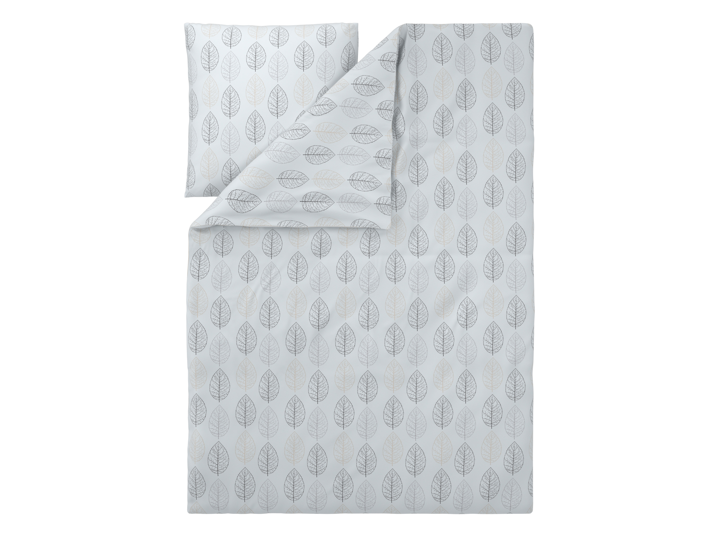 LIVARNO® Pościel flanelowa, 140 x 200 cm (Biały w liście)