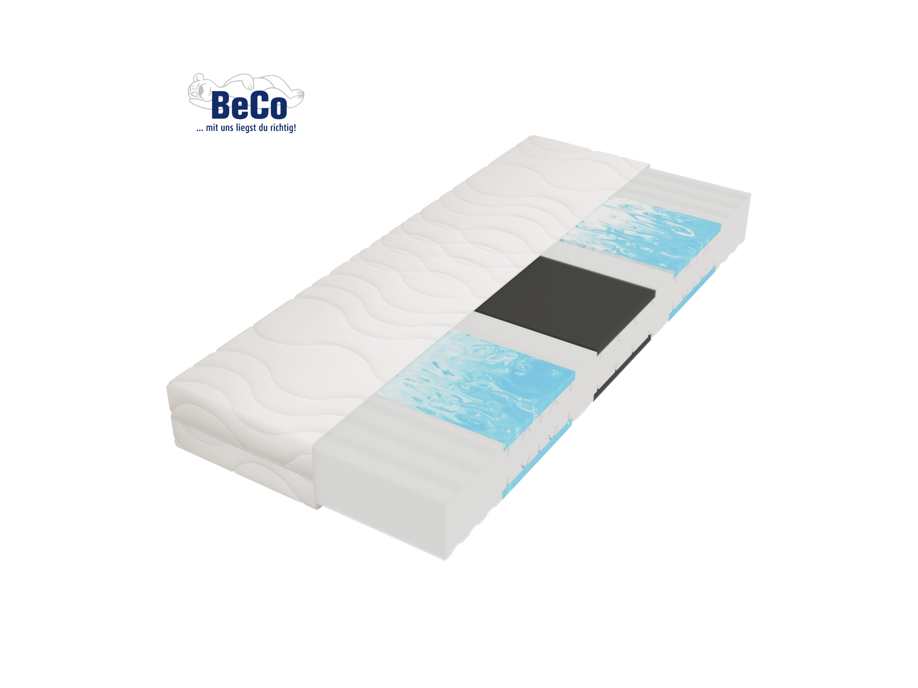 BeCo 7-strefowy materac z pianki komfort, Medibett Top, stabilny kształt, oddychający (H3, 100 x 200 cm)
