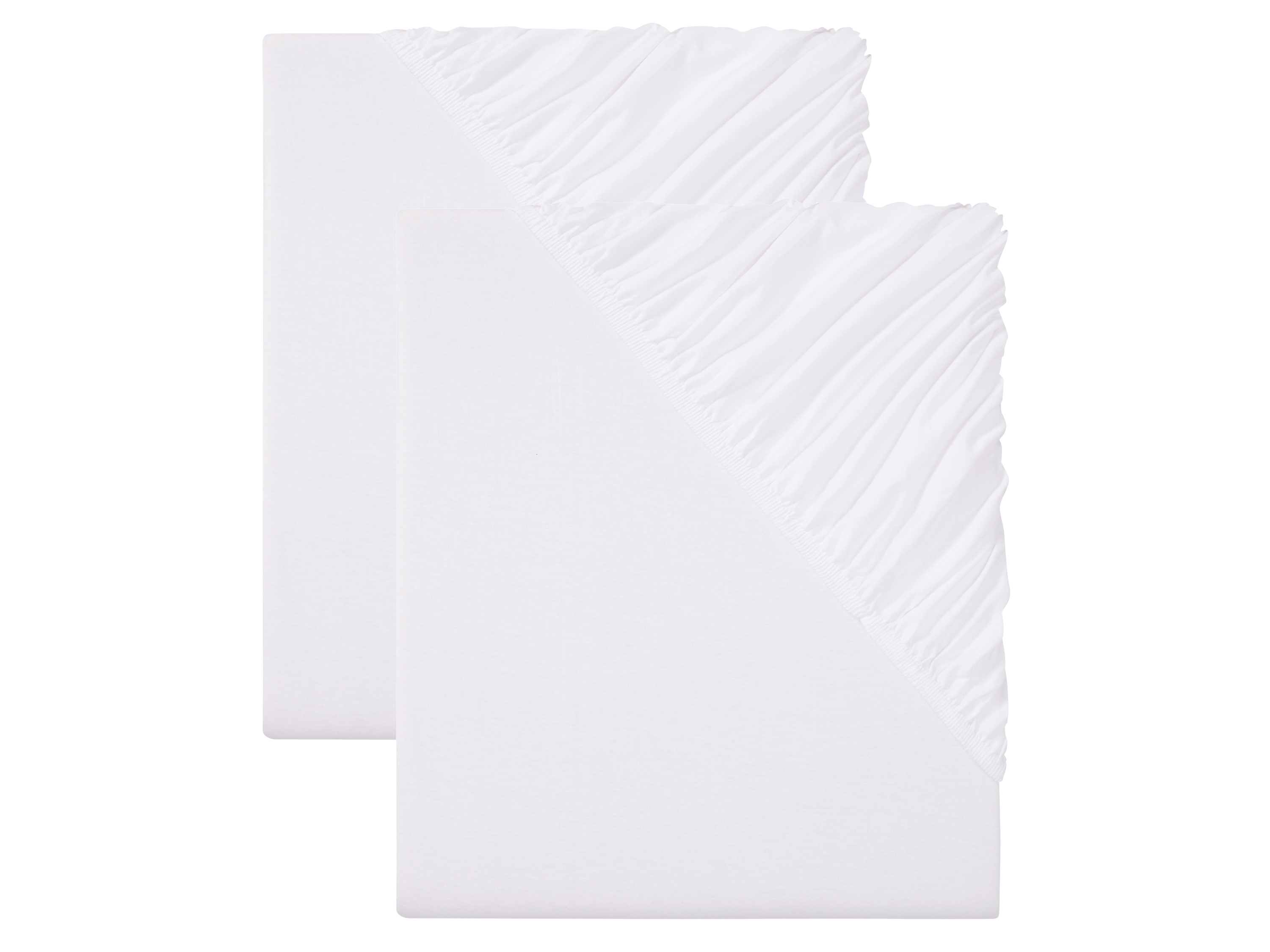 LIVARNO HOME Komplet prześcieradeł z dżerseju z gumką, 140-160 x 200 cm (Biały)