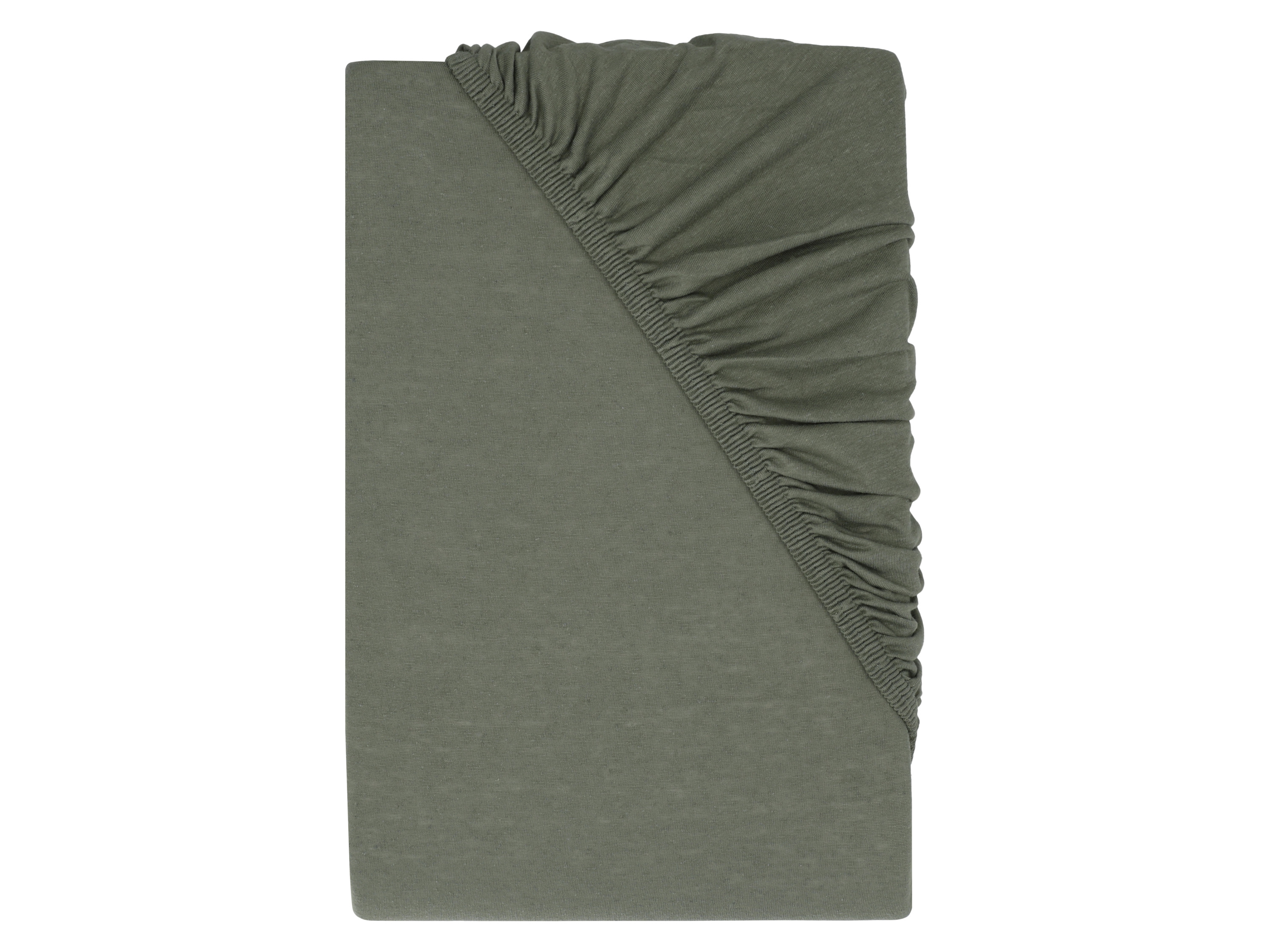 LIVARNO® Prześcieradło z gumką z lnem, 90-100 x 200 cm (Zielona)