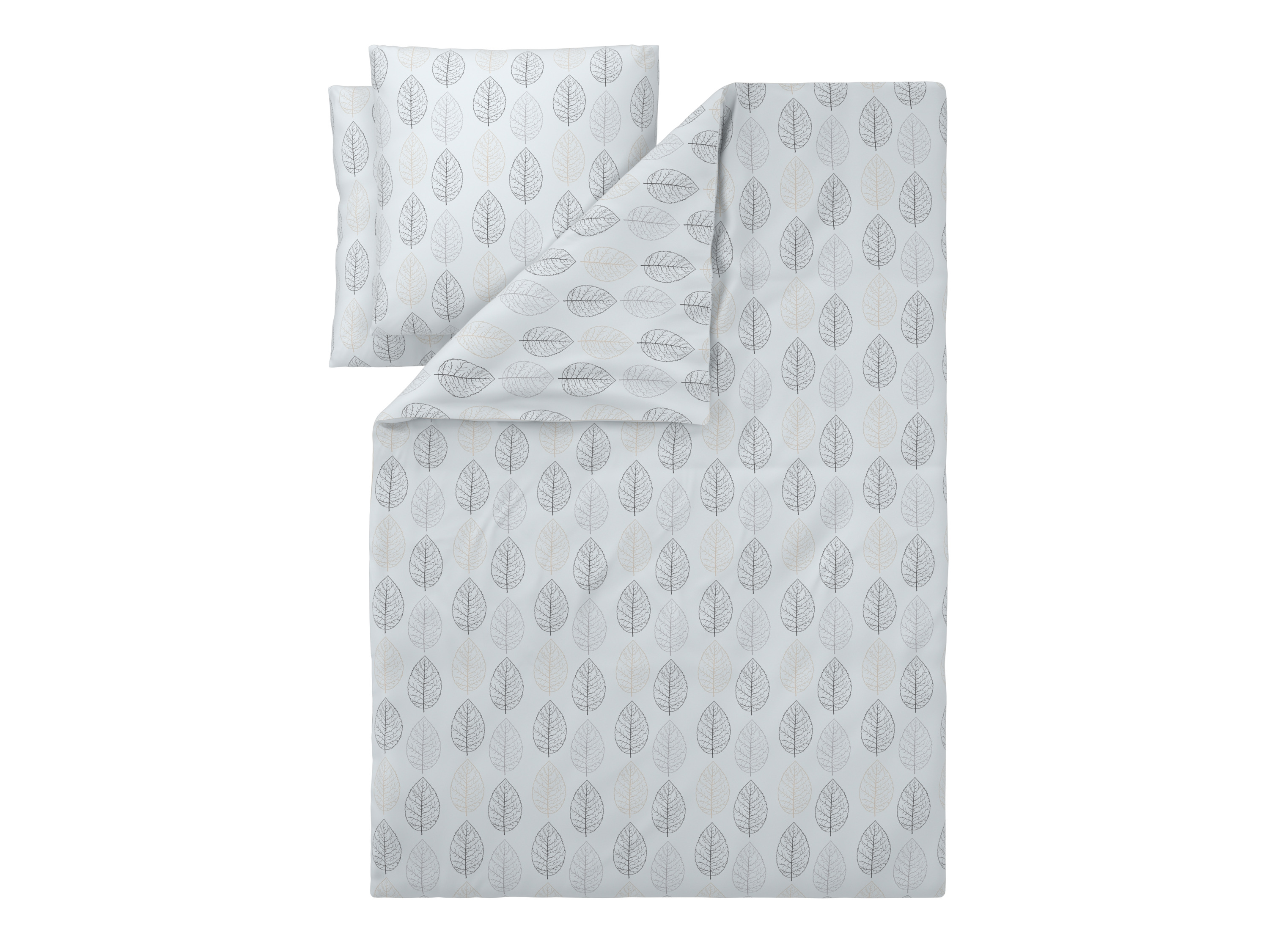 LIVARNO® Pościel flanelowa, 160 x 200 cm (Biały w liście)